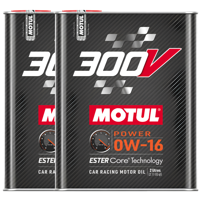 Motul 300V Power 0W-16 100% Synthetic Ester Core Racing Engine Oil 2L Pack of 2