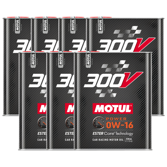 Motul 300V Power 0W-16 100% Synthetic Ester Core Racing Engine Oil 2L Pack of 7