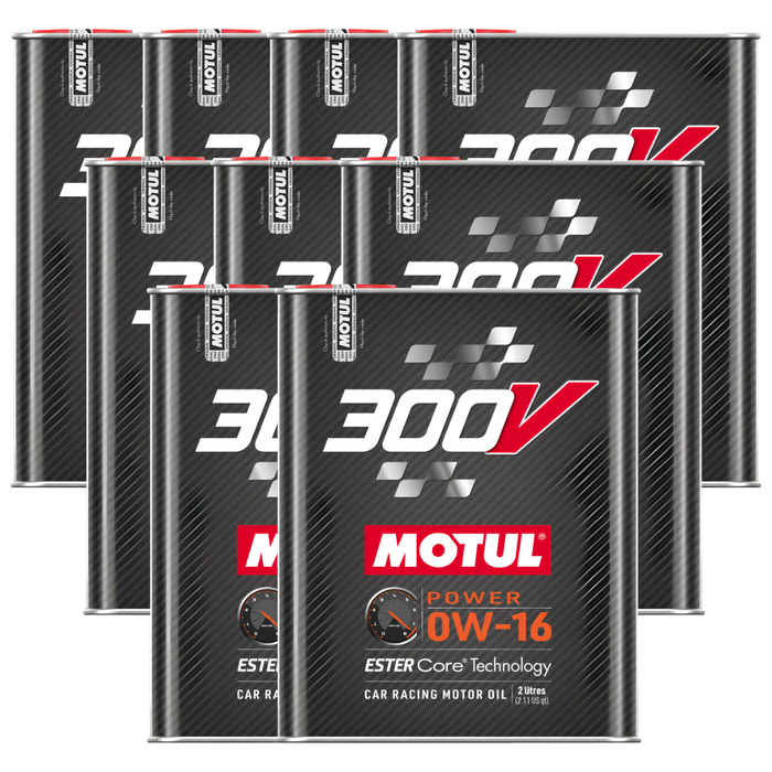 Motul 300V Power 0W-16 100% Synthetic Ester Core Racing Engine Oil 2L Pack of 9