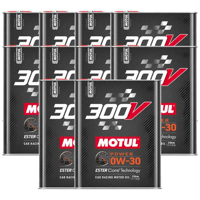 Motul 300V Power 0W-30 100% Synthetic Ester Core Racing Engine Oil 2L Pack of 10