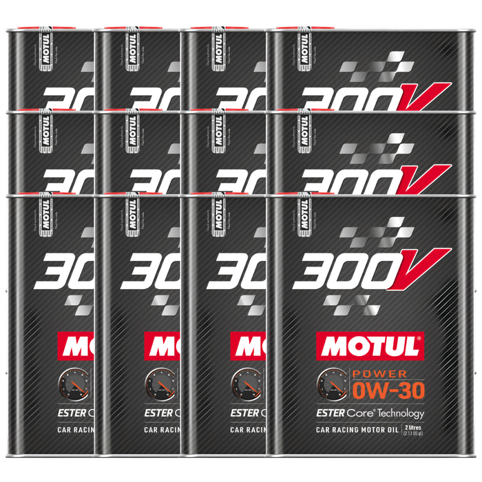 Motul 300V Power 0W-30 100% Synthetic Ester Core Racing Engine Oil 2L Pack of 12