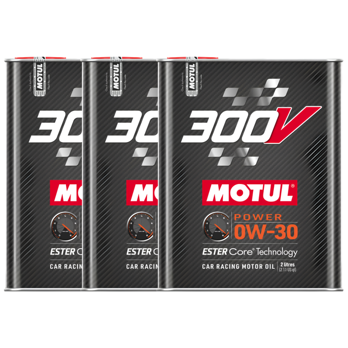Motul 300V Power 0W-30 100% Synthetic Ester Core Racing Engine Oil 2L Pack of 3