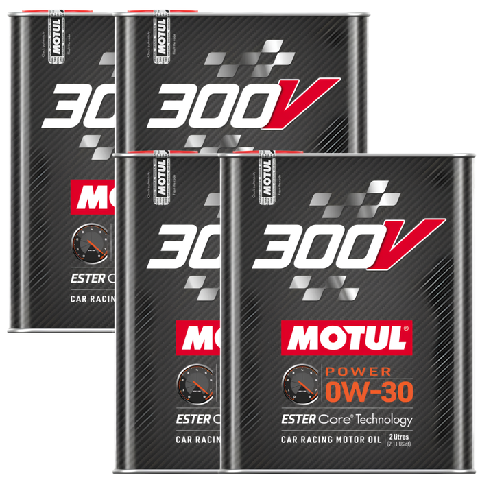 Motul 300V Power 0W-30 100% Synthetic Ester Core Racing Engine Oil 2L Pack of 4