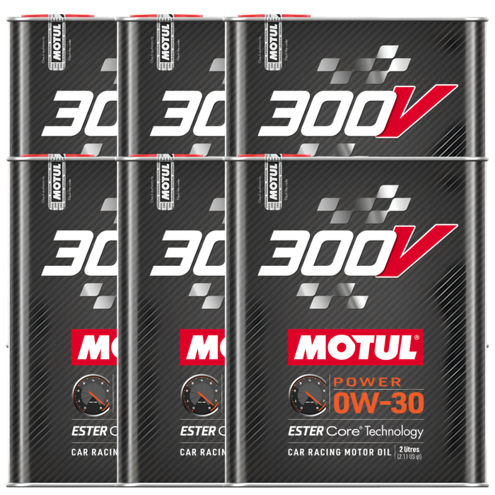 Motul 300V Power 0W-30 100% Synthetic Ester Core Racing Engine Oil 2L Pack of 6