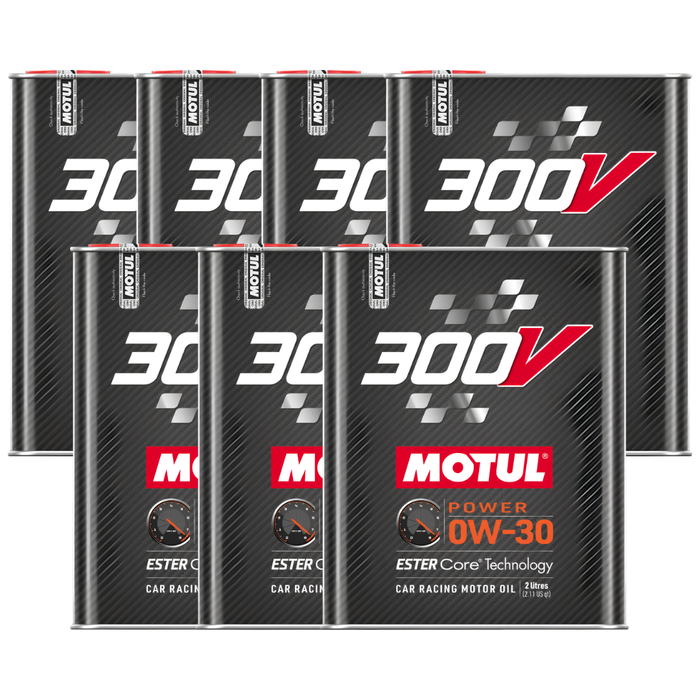 Motul 300V Power 0W-30 100% Synthetic Ester Core Racing Engine Oil 2L Pack of 7