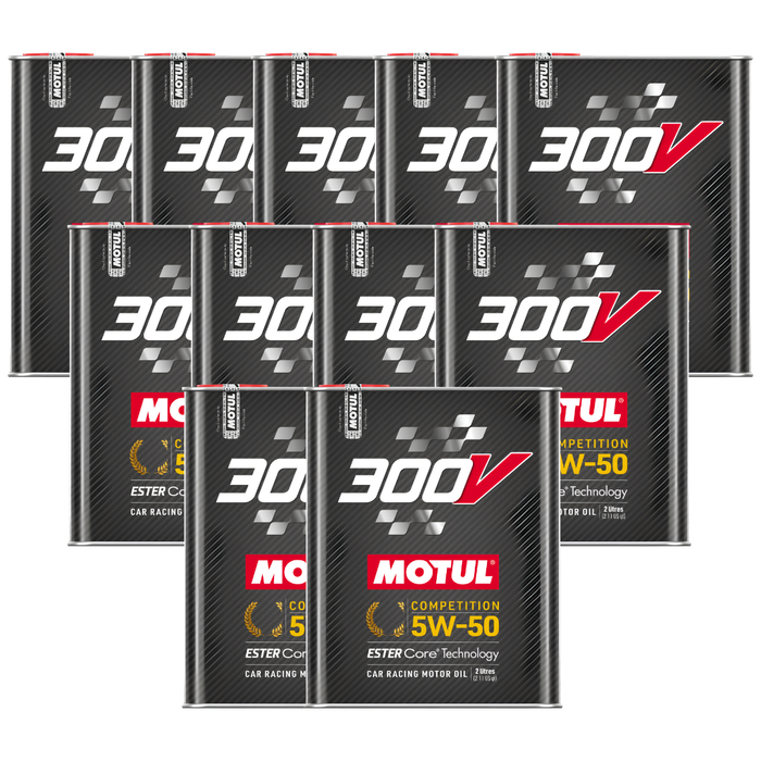 Motul 300V Competition 5W-50 100% Synthetic Ester Core Racing Engine Oil 2L Pack of 11