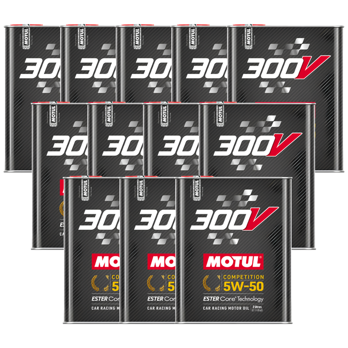 Motul 300V Competition 5W-50 100% Synthetic Ester Core Racing Engine Oil 2L Pack of 12
