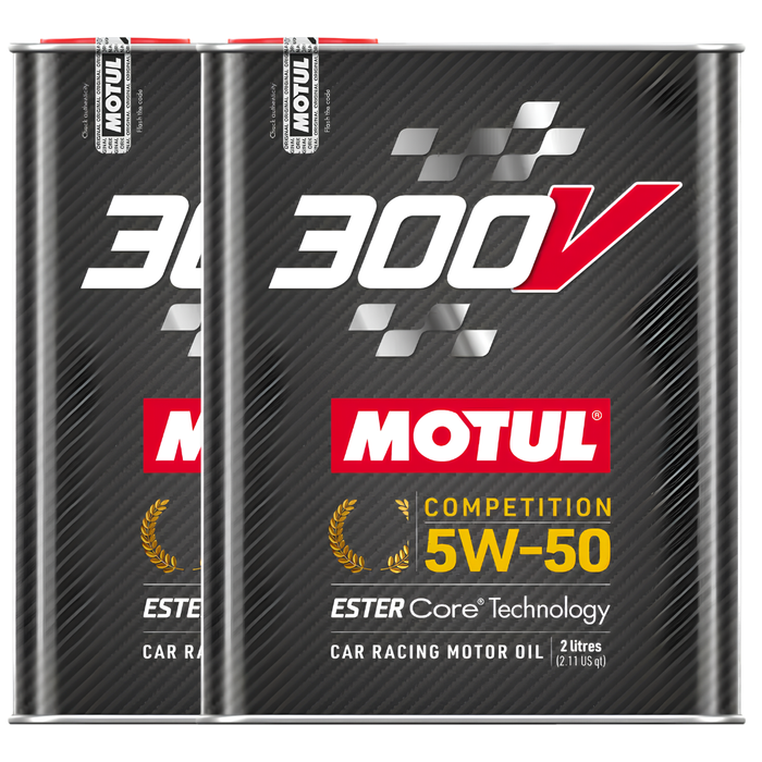 Motul 300V Competition 5W-50 100% Synthetic Ester Core Racing Engine Oil 2L Pack of 2