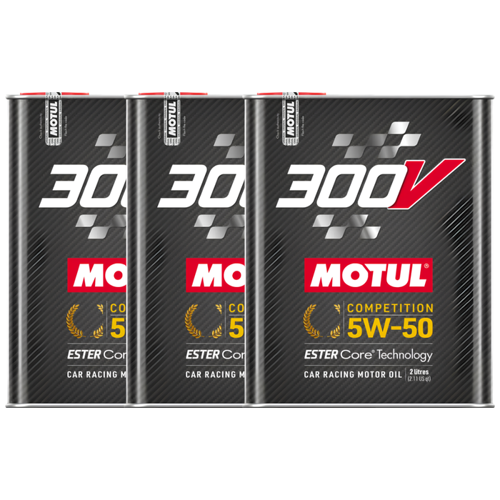 Motul 300V Competition 5W-50 100% Synthetic Ester Core Racing Engine Oil 2L Pack of 3