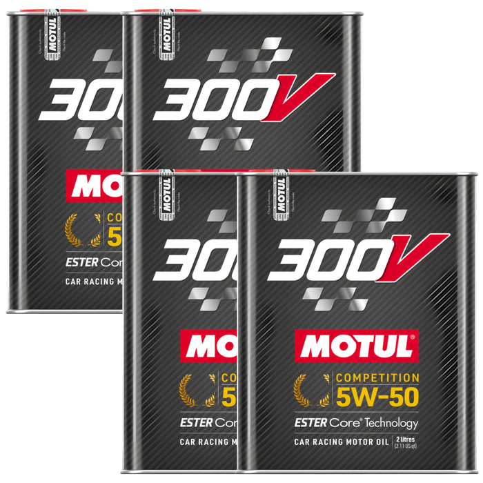 Motul 300V Competition 5W-50 100% Synthetic Ester Core Racing Engine Oil 2L Pack of 4