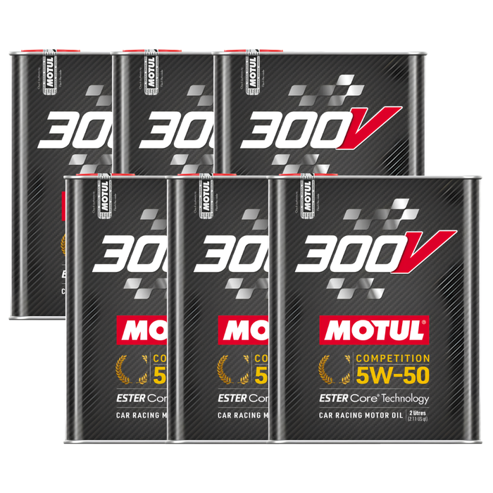 Motul 300V Competition 5W-50 100% Synthetic Ester Core Racing Engine Oil 2L Pack of 6