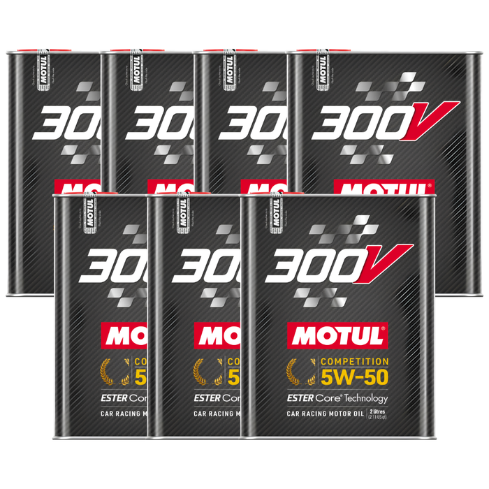 Motul 300V Competition 5W-50 100% Synthetic Ester Core Racing Engine Oil 2L Pack of 7