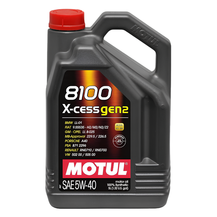 Motul 8100 X-Cess Gen2 5W-40 Synthetic Engine Oil 5 Liter