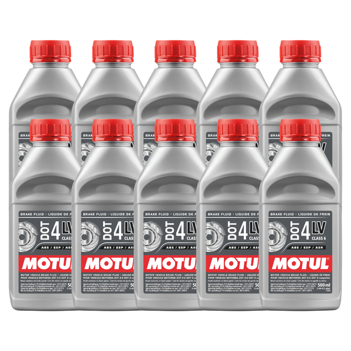 Motul DOT 4 LV Low Viscosity 100% Synthetic Brake & Clutch Fluid 500ml Pack of 10