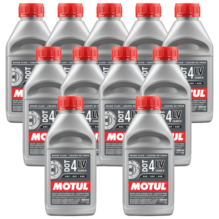 Motul DOT 4 LV Low Viscosity 100% Synthetic Brake & Clutch Fluid 500ml Pack of 11