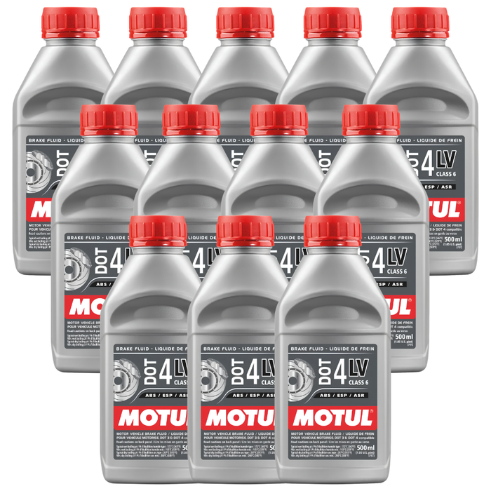 Motul DOT 4 LV Low Viscosity 100% Synthetic Brake & Clutch Fluid 500ml Pack of 12