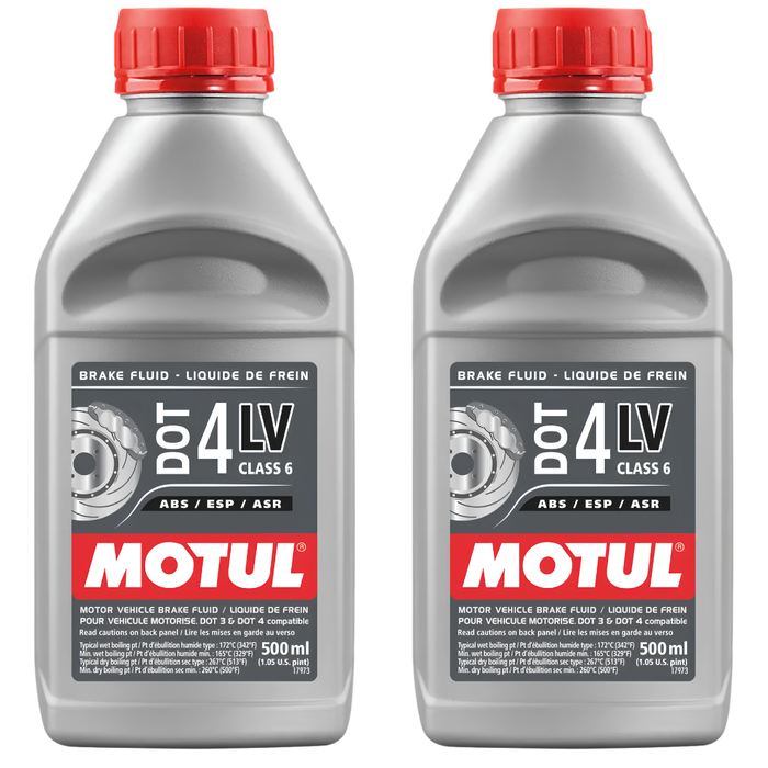 Motul DOT 4 LV Low Viscosity 100% Synthetic Brake & Clutch Fluid 500ml Pack of 2