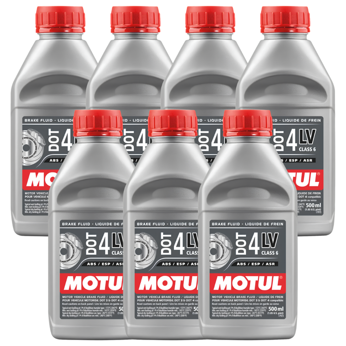Motul DOT 4 LV Low Viscosity 100% Synthetic Brake & Clutch Fluid 500ml Pack of 7