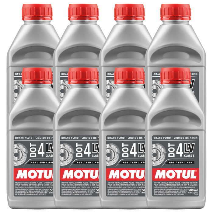 Motul DOT 4 LV Low Viscosity 100% Synthetic Brake & Clutch Fluid 500ml Pack of 8