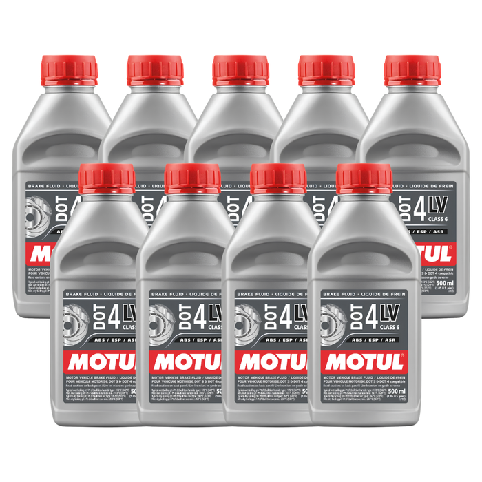 Motul DOT 4 LV Low Viscosity 100% Synthetic Brake & Clutch Fluid 500ml Pack of 9