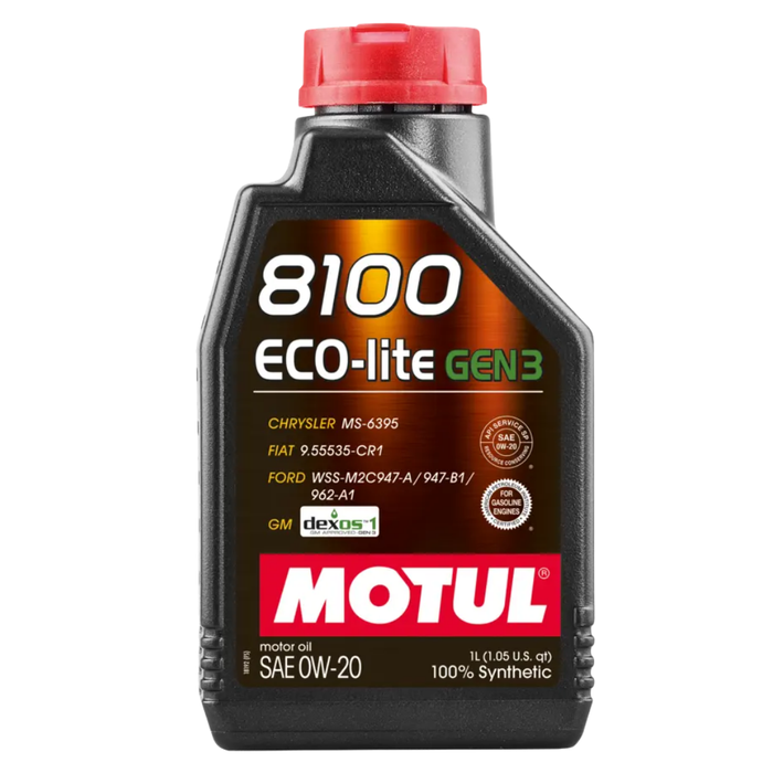 Motul 8100 ECO-LITE GEN3 0W-20 Full Synthetic Fuel Economy Engine Oil 1 Liter