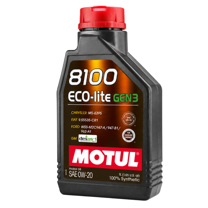 Motul 8100 ECO-LITE GEN3 0W-20 Full Synthetic Fuel Economy Engine Oil 1 Liter