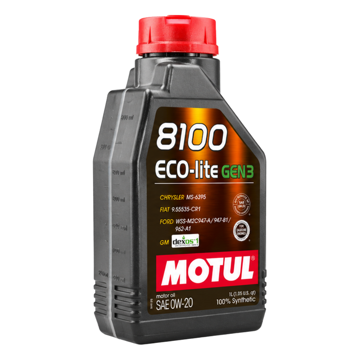 Motul 8100 ECO-LITE GEN3 0W-20 Full Synthetic Fuel Economy Engine Oil 1 Liter