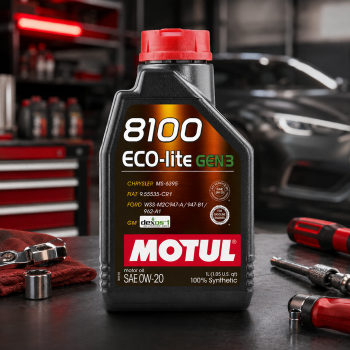 Motul 8100 ECO-LITE GEN3 0W-20 Full Synthetic Fuel Economy Engine Oil 1 Liter