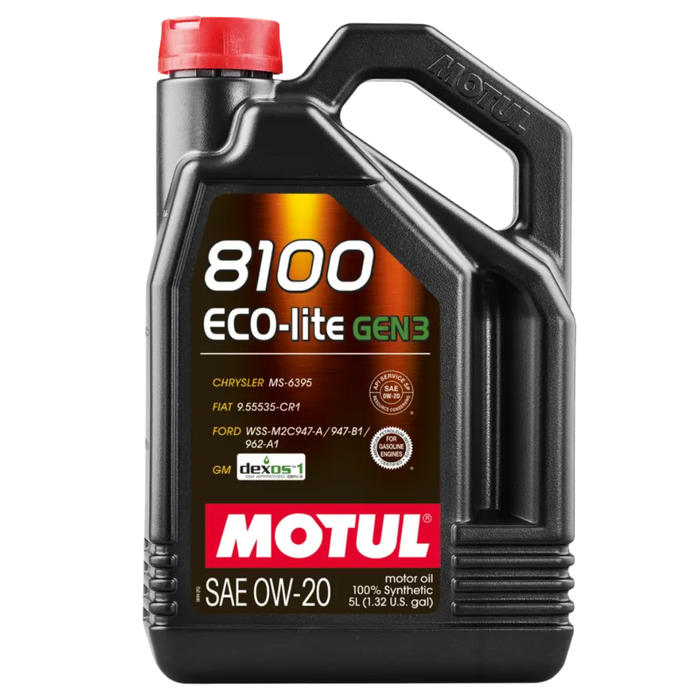 Motul 8100 ECO-LITE GEN3 0W-20 Full Synthetic Fuel Economy Engine Oil 5 Liter