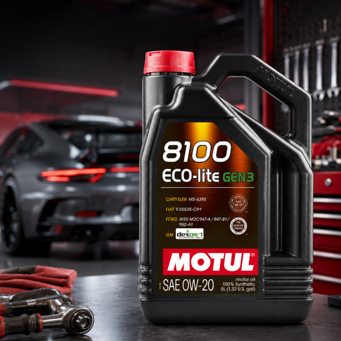Motul 8100 ECO-LITE GEN3 0W-20 Full Synthetic Fuel Economy Engine Oil 5 Liter