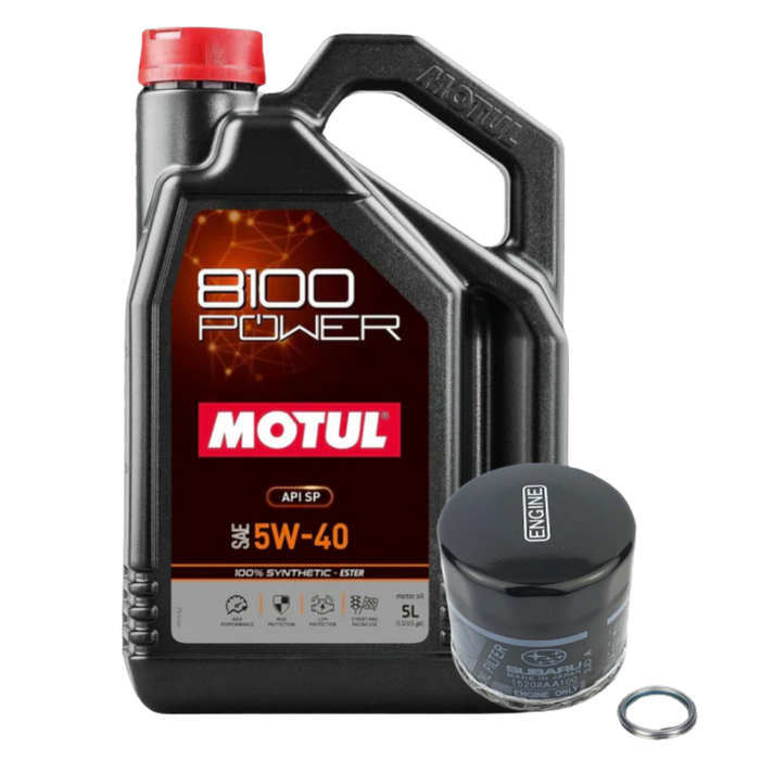 Motul 8100 POWER 5W-40 Ester Synthetic Oil and Subaru OEM Filter Kit 5 Liter