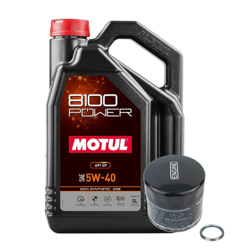 Motul 8100 POWER 5W-40 (5 L) + Subaru OEM Oil Filter Bundle Kit for EJ20 / EJ25 WRX STI Forester Legacy Outback