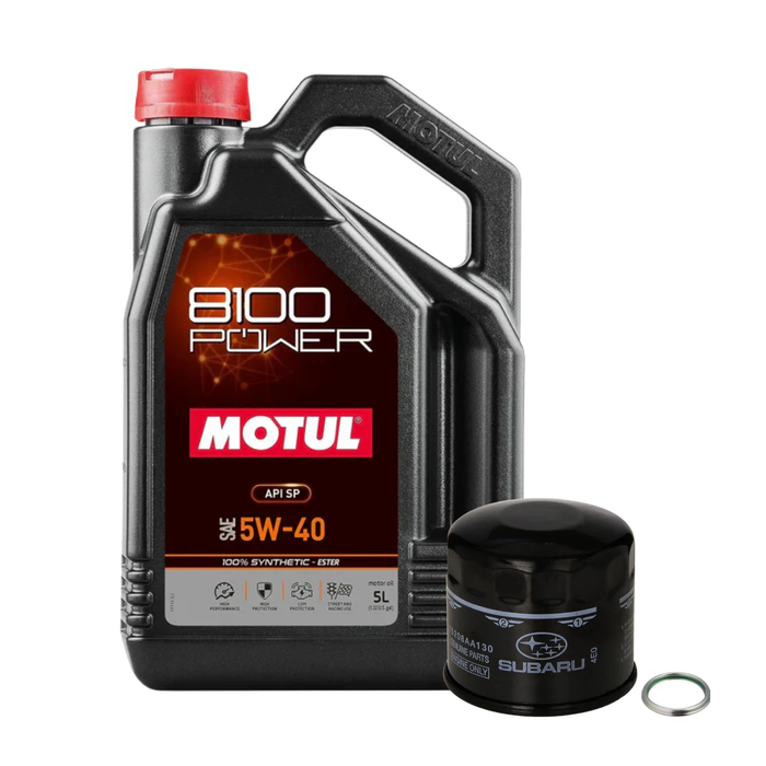 Motul 8100 POWER 5W-40 (5 L) + Subaru OEM Oil Filter Bundle (Part #15208AA130-803916010)