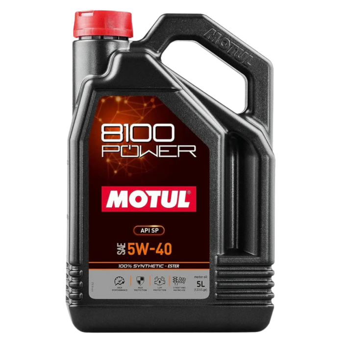 Motul 8100 POWER 5W-40 Ester Synthetic Oil and Subaru OEM Filter Change Kit 5 Liter