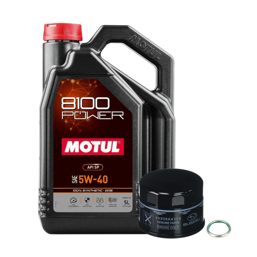 Motul 8100 POWER 5W-40 (5L) + OEM Oil Filter Oil Change Kit for 2015+ WRX (FA20F/FA24F) & 2022+ BRZ / GR86 (FA24D)