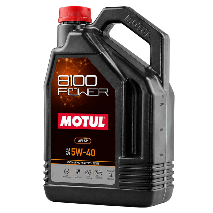 Motul 8100 POWER 5W-40 100% Synthetic Ester Performance Engine Oil 5L