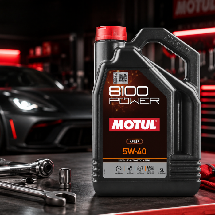 Motul 8100 POWER 5W-40 Ester Synthetic Oil and Subaru OEM Filter Change Kit 5 Liter