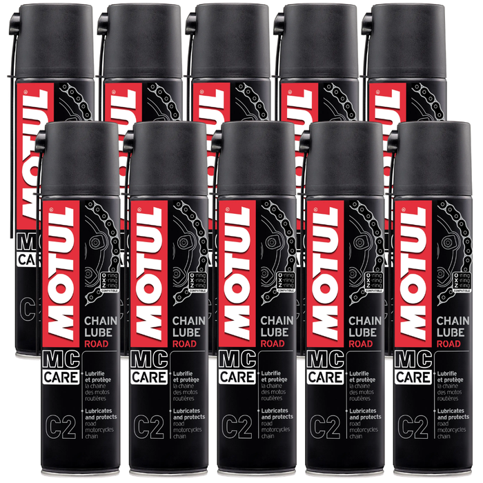 Motul MC Care C2 Chain Lube Road Motorcycle Chain Lubricant 400ml Pack of 10