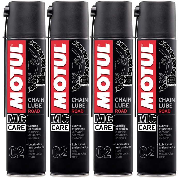 Motul MC Care C2 Chain Lube Road Motorcycle Chain Lubricant 400ml Pack of 4