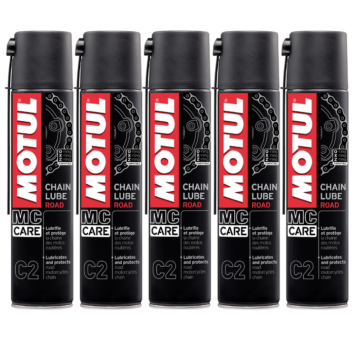 Motul MC Care C2 Chain Lube Road Motorcycle Chain Lubricant 400ml Pack of 5