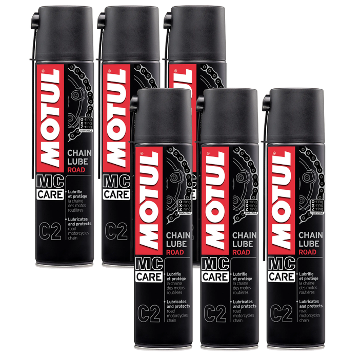 Motul MC Care C2 Chain Lube Road Motorcycle Chain Lubricant 400ml Pack of 6