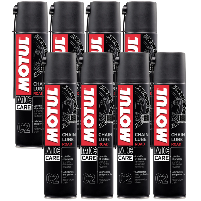 Motul MC Care C2 Chain Lube Road Motorcycle Chain Lubricant 400ml Pack of 8