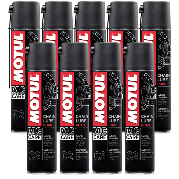 Motul MC Care C2 Chain Lube Road Motorcycle Chain Lubricant 400ml Pack of 9