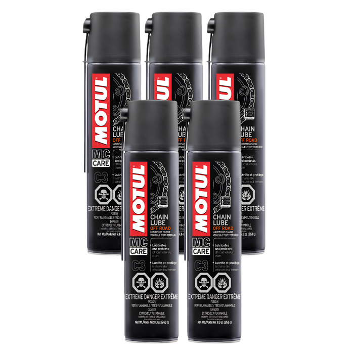 Motul MC Care C3 Chain Lube Off Road Motorcycle Chain Spray 400ml Pack of 5