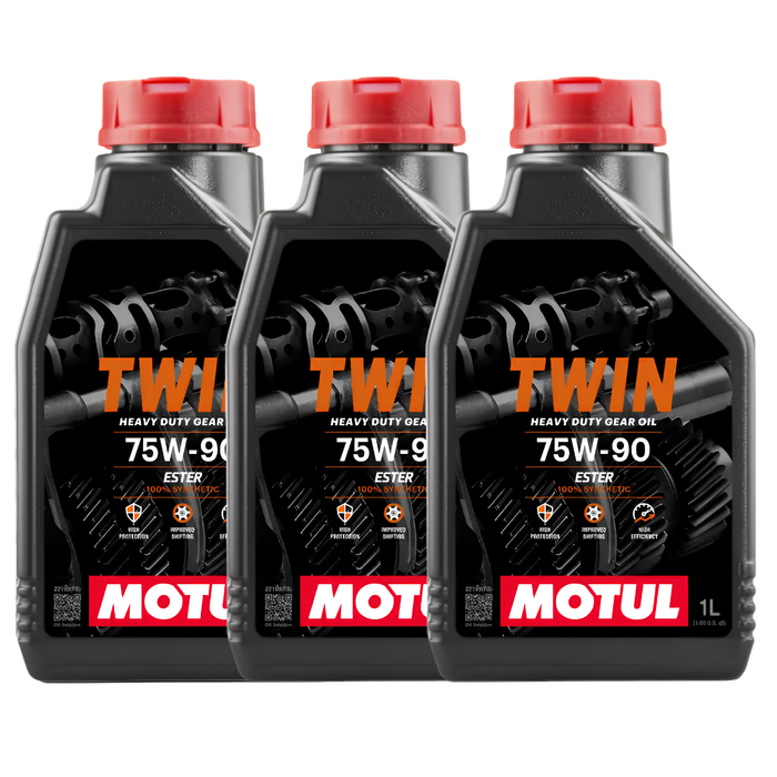 Motul Twin Gear 75W-90 100% Synthetic Ester Motorcycle Transmission Oil 1L Pack of 3