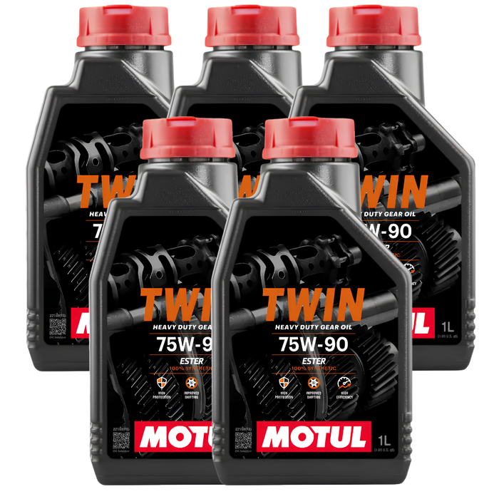 Motul Twin Gear 75W-90 100% Synthetic Ester Motorcycle Transmission Oil 1L Pack of 5