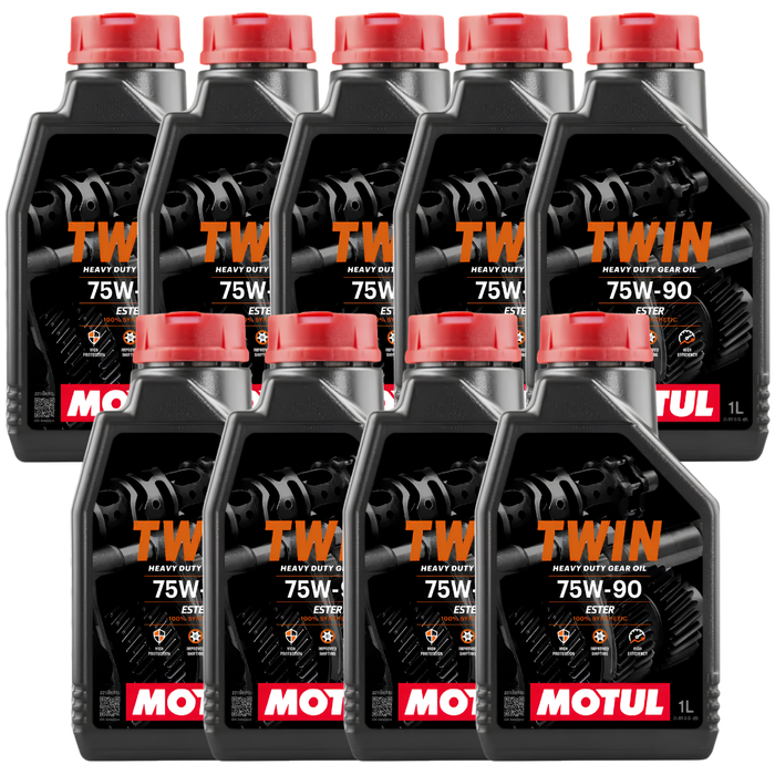 Motul Twin Gear 75W-90 100% Synthetic Ester Motorcycle Transmission Oil 1L Pack of 9