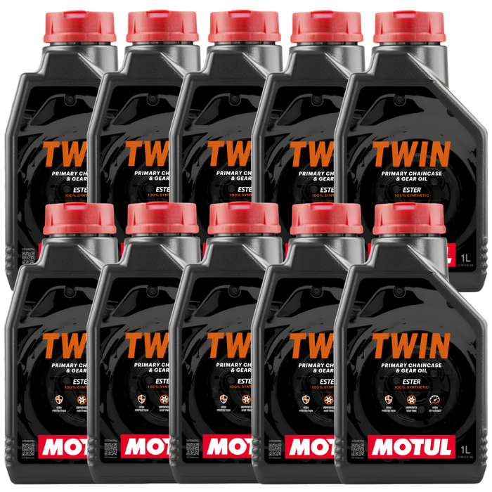 Motul Twin Primary & Chain Case Oil 10W-40 100% Synthetic Ester 1L Pack of 10