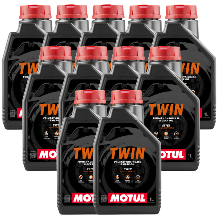 Motul Twin Primary & Chain Case Oil 10W-40 100% Synthetic Ester 1L Pack of 11