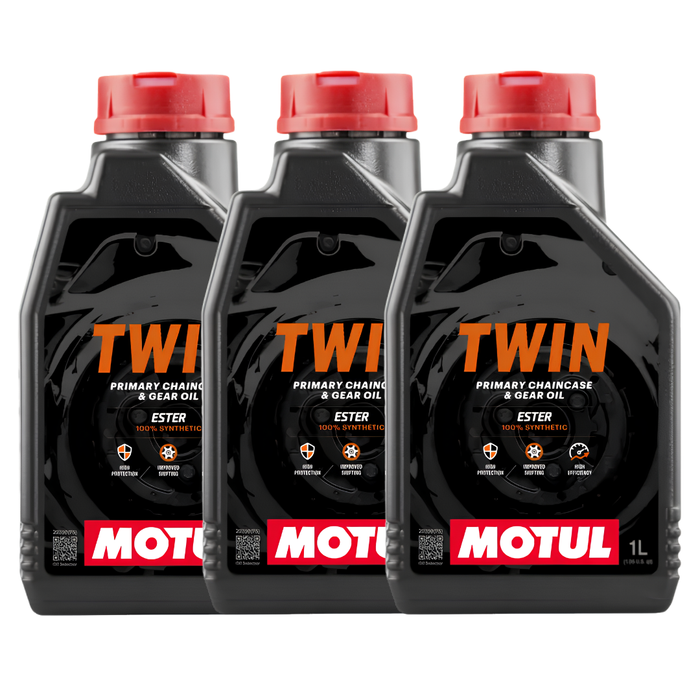 Motul Twin Primary & Chain Case Oil 10W-40 100% Synthetic Ester 1L Pack of 3